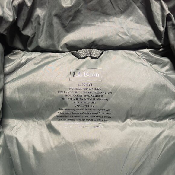 L.L.Bean Women's Boundless Down Puffer Vest Olive Green Size L Downtek - Picture 5 of 9